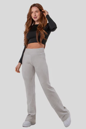 Calça Feminina Flare Veludo Cotelê Pantalona Cintura Alta